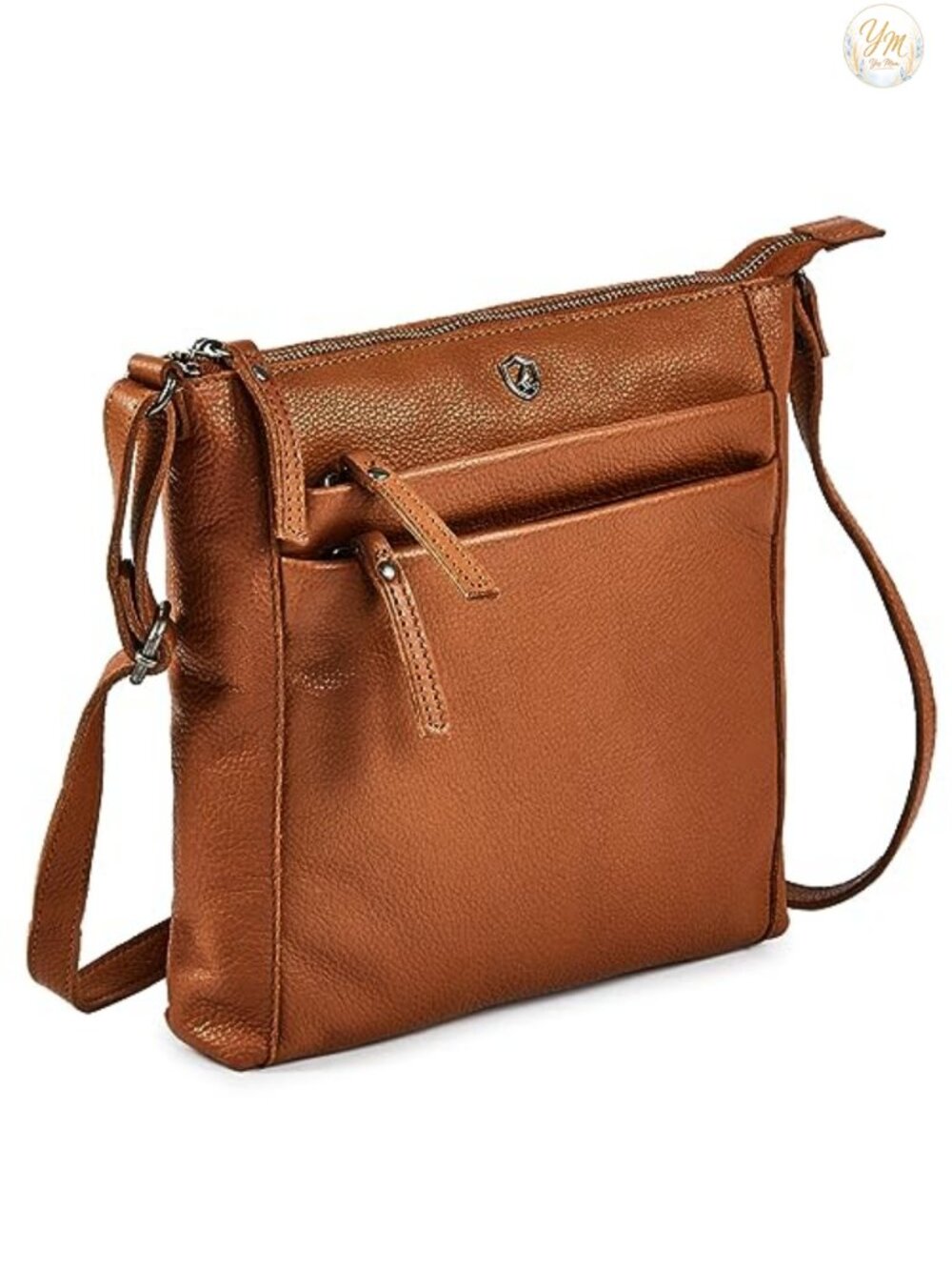 Genuine Nappa Leather Crossbody Bag Women Small Multi-Zip Travel Sling Purse